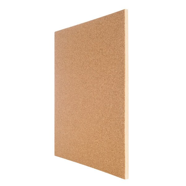 Side view of unframed cork board